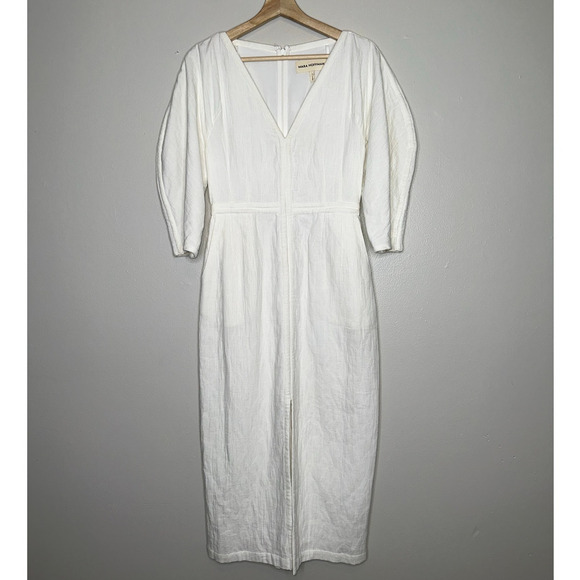 Mara Hoffman Sculptural Sleeve Monet Midi Dress Ivory/White Size 2 Bridal - Picture 2 of 10